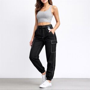 Bae City | Black Utility Cargo Jogger Pants w/pockets Sz 1X